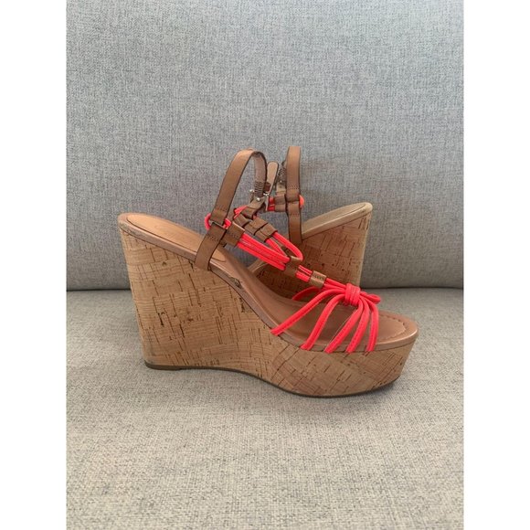 COACH Georgian Neon Cork Wedges Sz 9 - Picture 2 of 10
